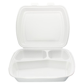 Schuim lunch doos 3 Compartmenten 2,40x2,10x0,70cm (250 stuks)