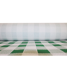 Papieren tafelkleed rol groen Checkers 1x100m. 40g (6 stuks)