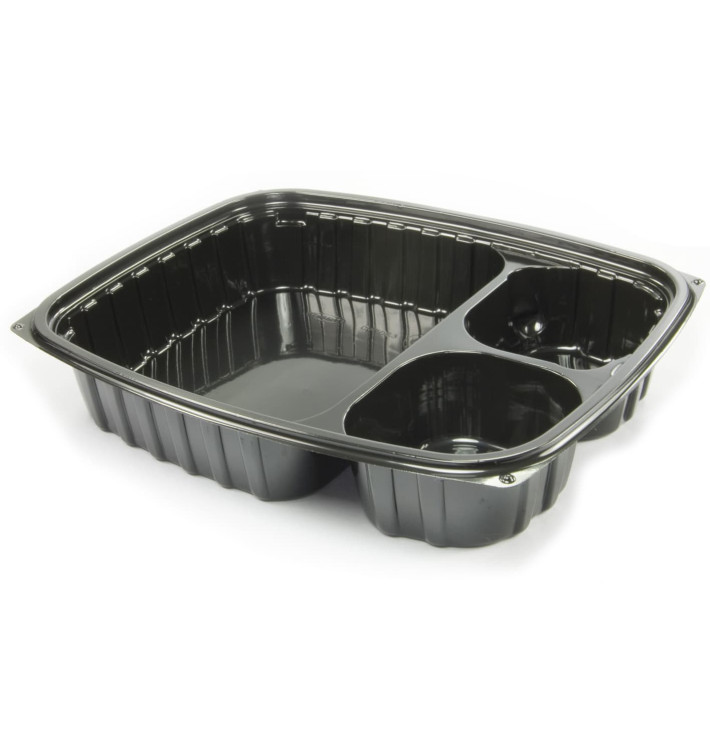 Plastic deli Container OPS "transparantPac" 3 Compartmenten zwart 887ml (63 stuks) Plastic deli Container OPS "transparantPac" 3 Compartmenten zwart 887ml (63 stuks)