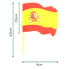 Pique en Bois Drapeau "Espagne" 65mm (14.400 Unités)