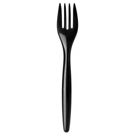 Plastic PS vork "Luxe" zwart 17,5 cm (2000 stuks)