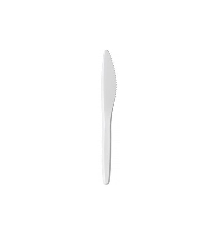 Plastic PS mes "Luxe" wit 17,5 cm (100 stuks) Plastic PS mes "Luxe" wit 17,5 cm (100 stuks)
