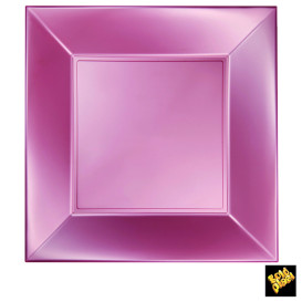 Plastic bord Plat perzik kleur "Nice" parel PP 29 cm (144 stuks)