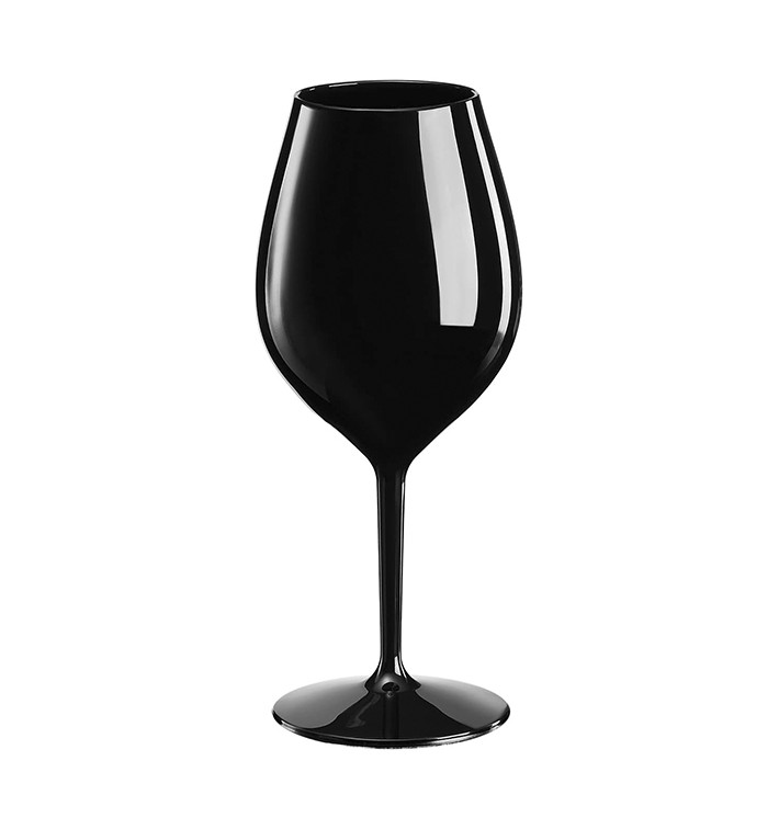 Plastic herbruikbaar glas Wijn "Tritan" zwart 510ml (6 stuks)