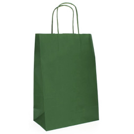 Sac en Papier Kraft Vert avec Anses 80g 20+10x29 cm (50 Utés)