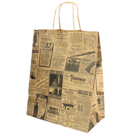 Sac Papier Kraft Naturel Times et Anses 26+14x32 cm (50 Utés)