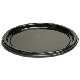 Plastic bord Rond vormig zwart 18 cm (250 stuks)