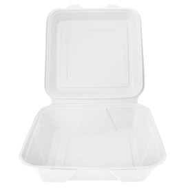 Suikerriet Gescharnierd Container "Menu Box" 23,5x23,5x7,8cm (200 stuks)