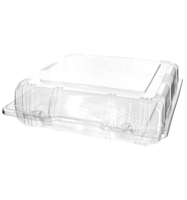 Plastic scharnierende bakkerij Container PET 20x20x6cm (20 stuks) Plastic scharnierende bakkerij Container PET 20x20x6cm (20 stuks)