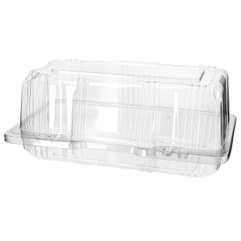 Plastic scharnierende bakkerij Container PET 18x9,5x8cm (220 stuks)