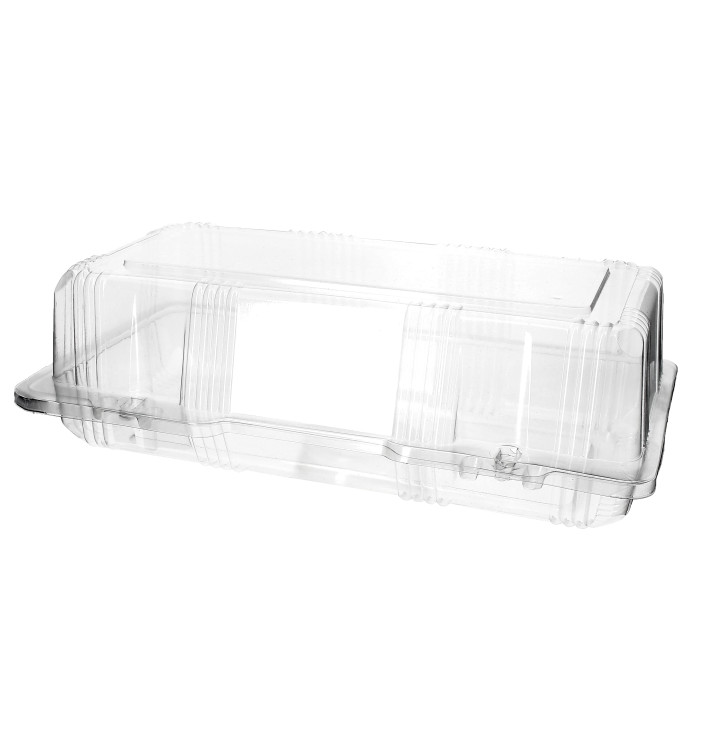 Plastic scharnierende bakkerij Container PET 26x13x8cm (220 stuks) Plastic scharnierende bakkerij Container PET 26x13x8cm (220 stuks)