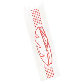 Papieren stokbrood zak rood 9+5x32cm (250 stuks) 