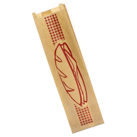 Sac Papier Kraft Sandwich Bordeaux 9+5x32cm (1000 Utés)