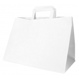 Sac Papier Blanc avec Anses Plates 70g 32+20x23cm (250 Utés)