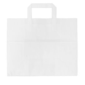 Sac Papier Blanc avec Anses Plates 70g 32+20x23cm (250 Utés)