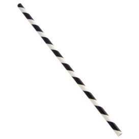 Paille Droite Papier Noir et Blanc Ø6mm 21cm (3000 Utés)