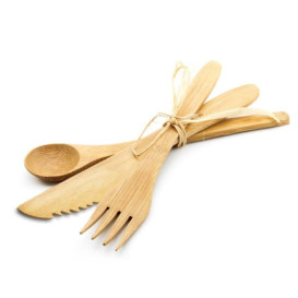 Kit Couverts Bambou Fourchette, Couteau, Cuillère (50 Utés)