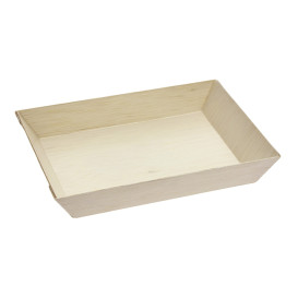 Plateau jetable en bois 18x13x2,8cm 500ml (25 Unités)