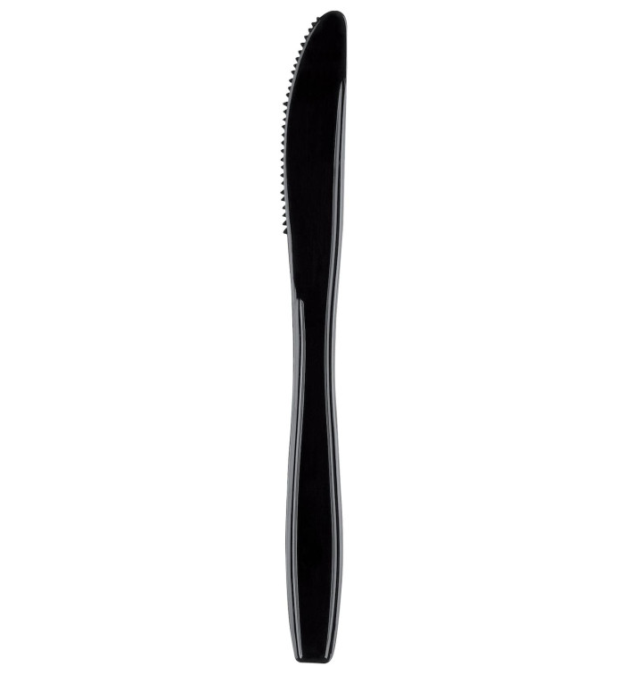 Couteau Plastique Premium PS Noir 190mm (50 Utés) Couteau Plastique Premium PS Noir 190mm (50 Utés)