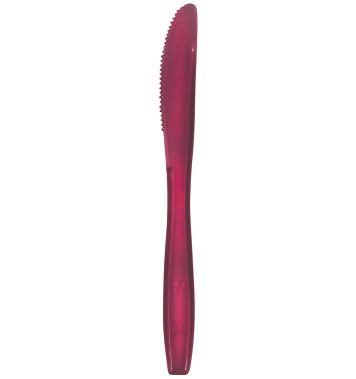 Plastic PS mes Premium bordeauxrood 19cm (1000 stuks) Plastic PS mes Premium bordeauxrood 19cm (1000 stuks)