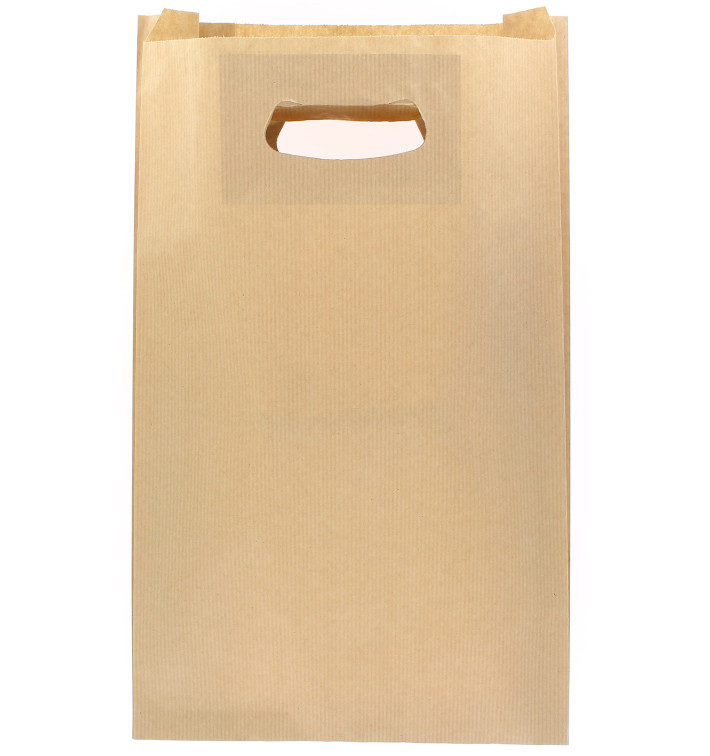 Papieren zak met handgrepen kraft uitgesneden hendels 24+7x37cm (50 stuks) Papieren zak met handgrepen kraft uitgesneden hendels 24+7x37cm (50 stuks)