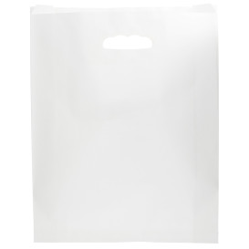 Papieren zak met handgrepen kraft uitgesneden hendels wit 41+10x42cm (250 stuks)
