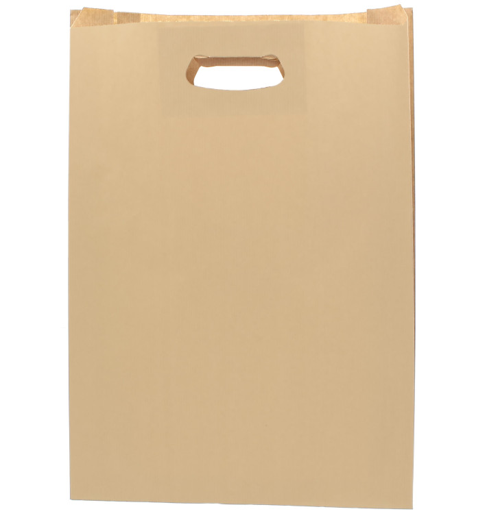 Papieren zak met handgrepen kraft "Hawanna" uitgesneden hendels 31+8x42cm (250 stuks) Papieren zak met handgrepen kraft "Hawanna" uitgesneden hendels 31+8x42cm (250 stuks)