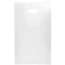 Papieren zak met handgrepen kraft uitgesneden hendels wit 24+7x37cm (50 stuks) 