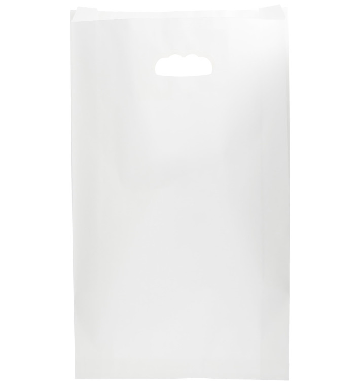 Papieren zak met handgrepen kraft uitgesneden hendels wit 24+7x37cm (50 stuks) Papieren zak met handgrepen kraft uitgesneden hendels wit 24+7x37cm (50 stuks)
