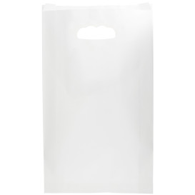 Papieren zak met handgrepen kraft uitgesneden hendels wit 24+7x37cm (250 stuks)