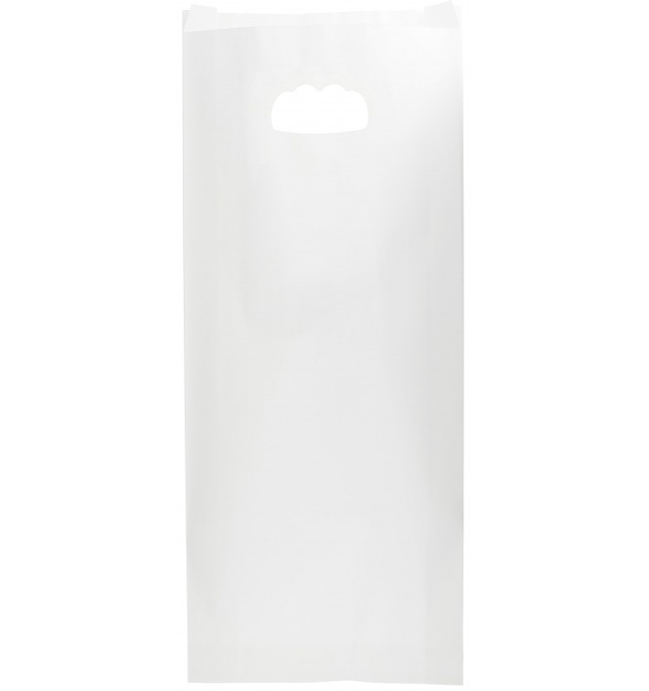 Sac en papier Blanc Anses Découpées 18+6x32cm (500 Utés)
