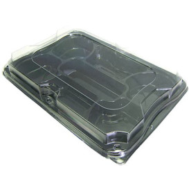 Plastic dienblad zwart met Deksel 7C 35x24cm (5 stuks) 