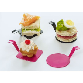 Proeving Plastic bord PS "Gourmen" framboos Ø4,5x2cm (50 stuks) 