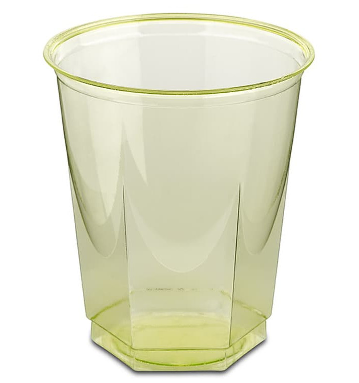 Plastic PS beker Kristal Zeshoekige vorm pistache 250ml (10 stuks) Plastic PS beker Kristal Zeshoekige vorm pistache 250ml (10 stuks)