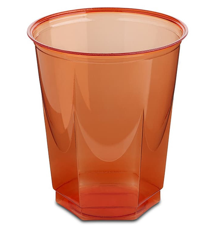 Plastic PS beker Kristal Zeshoekige vorm rood 250ml (10 stuks) Plastic PS beker Kristal Zeshoekige vorm rood 250ml (10 stuks)