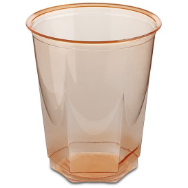 Gobelet Plastique Hexagonal Orange PS Cristal 250ml (10 Utés)