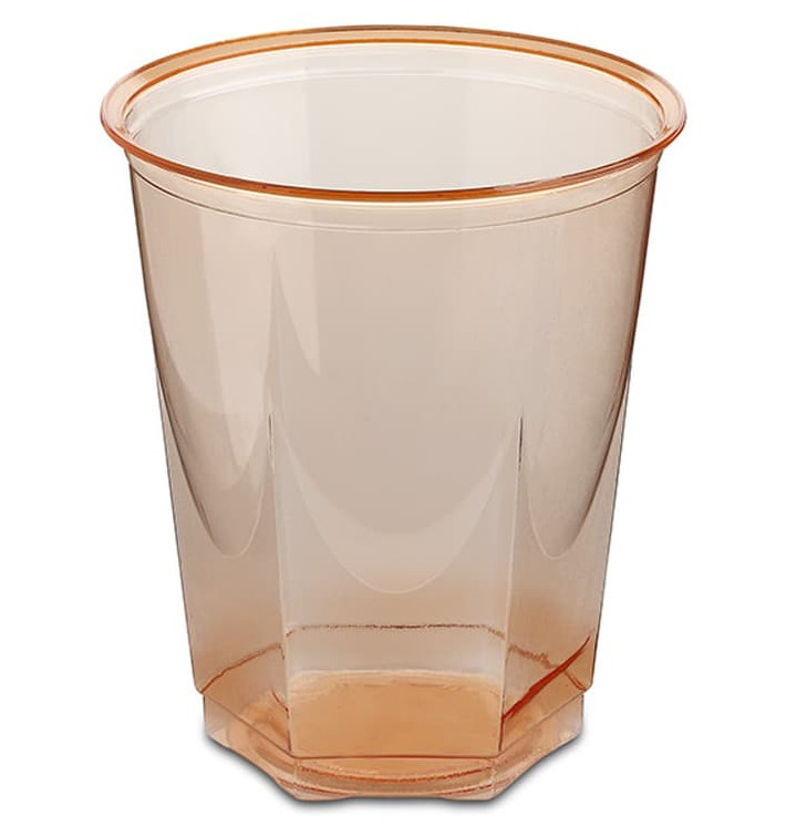 Plastic PS beker Kristal Zeshoekige vorm oranje 250ml (10 stuks) Plastic PS beker Kristal Zeshoekige vorm oranje 250ml (10 stuks)