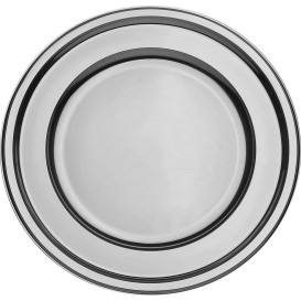 Assiette en Plastique PET Ronde Argenté Ø23cm (6 Utés)