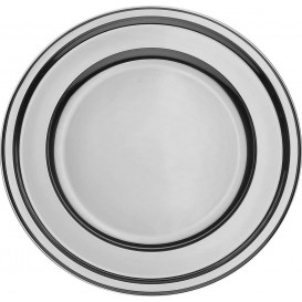 Plastic oplader bord Rond vormig zilver 30 cm (5 stuks) 
