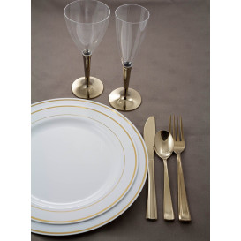 Assiette en Plastique Dur avec Liseré Or 19cm (200 Utés)