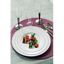 Assiette en Plastique Dur avec Liseré Argent 19cm (10 Utés)