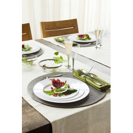 Plastic bord Extra stijf met Ovale rand zilver 26cm (20 stuks) 