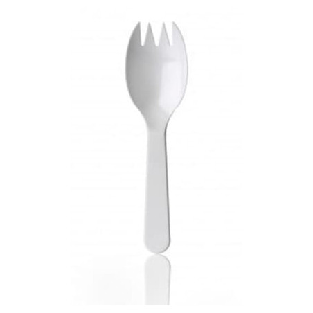 Fourchette Plastique SPORK Blanche 98mm (1000 Unités)