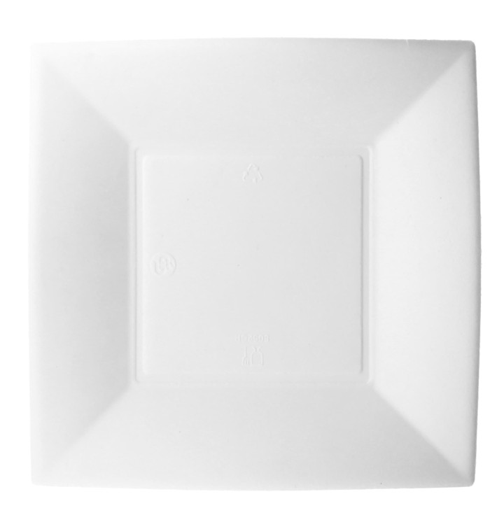 Assiette Carrée Canne à Sucre Blanc Nice 180x180mm (50 Utés) Assiette Carrée Canne à Sucre Blanc Nice 180x180mm (50 Utés)