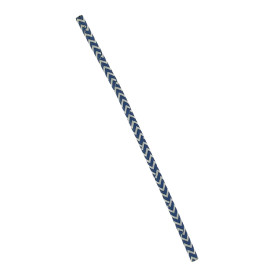 Paille Droite Papier Bleu et Blanc Ø6mm 20cm (100 Utés)