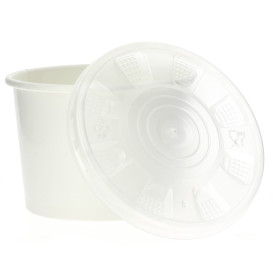 Papieren Container met Plastic Deksel wit PP 250ml (50 stuks) 