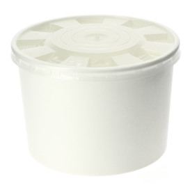 Papieren Container met Plastic Deksel wit PP 250ml (50 stuks) 