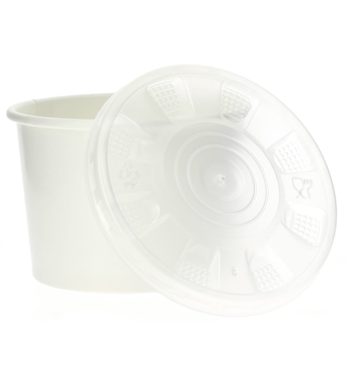 Pot en Carton Blanc avec Couvercle PP 250ml (250 Unités)