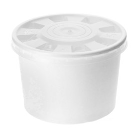 Papieren Container met Plastic Deksel wit PP 488ml (25 stuks) 