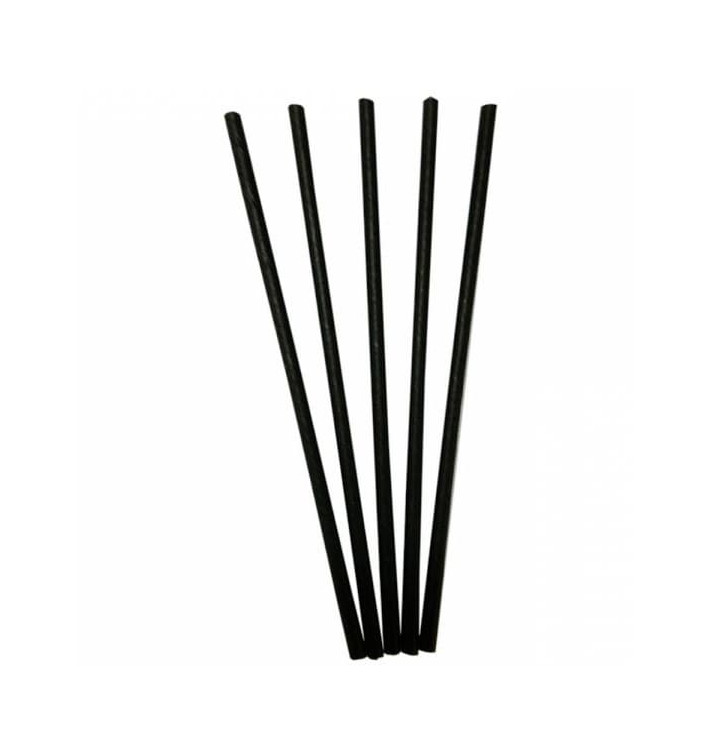 Paille Droite Papier Noir Ø6mm 20cm (100 Utés)